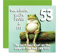 53rd Birthday Cards for Women Men - Young and Fit Frog - Happy Birthday Card for 53 Year Old Woman Man Grandad Sister Cousin Husband, 145mm Bday Greeting Cards