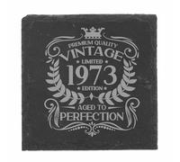 53rd Birthday Gift for Men Vintage 1973 Aged to Perfection Engraved Slate Coaster Present for 53 Year Old Etched Natural Slate Placemat (Square Slate)