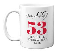 53rd Birthday Gifts for Women Men, Cheeky Novelty Mug Young at Heart, Gag Joke Gifts, Perfect Funny Mugs for Fifty-Three Fifty-Third Birthday Present, 11oz Ceramic Coffee Mugs