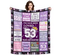 53rd Birthday Gifts for Women You Have Been Loved for 53 Years and Counting Blanket for Mom Grandma Sister Friend Decoration Home Couch Sofa Throw Blanket 150 x 130 cm (53th)