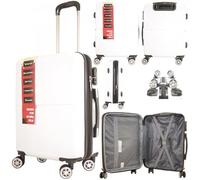 53X38X22CM Cabin Suitcase 4 Wheel Hardshell Expandable Luggage Case Hand Carry On ABS T-HC-CABIN-2012 (White)