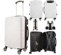 53X38X22CM Cabin Suitcase 4 Wheel Hardshell Expandable Luggage Case Hand Carry On ABS (T-HC-CABIN-2029) (White)