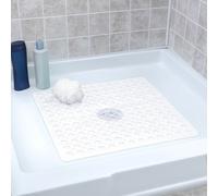 (53x53 CM, White) Extra Large Bath Mat Non Slip Bathtub Strong Suction Anti-Mold Rubber Shower Mats