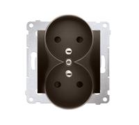 54 Brushed Bronze Matt Module 2x Outlet/Switch with Shutters