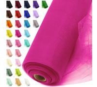54" by 20 Yards Hot Pink Tulle Fabric Rolls - Tutu Spool Bolt for DIY Wedding Decoration, Baby Shower Tutu Skirt, Gift Wrapping - Large Matte Tulle, Roll Packaging (Fuchsia)