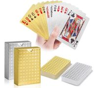 54 Card Premium Plastic Playing Cards Gold + Silver Waterproof Durable Magic Poker Playing Cards