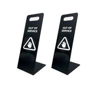 54 cm Tall Heavy Duty "Out of Service" Sign, Rust-Proof L-Shaped Floor Sign for Commercial & Industrial Use 2-Pack black