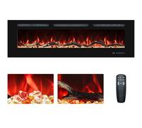 54 in Electric Fireplaces Inserts, Remote & Touch Screen, Recessed & Wall-Mounted Fireplace Heater with 62°F-99°F Thermostat,Multi-Color Flames