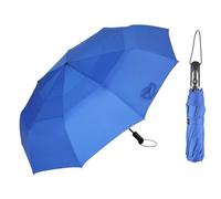 54 inch Large Compact Umbrella 3 Folding Portable Umbrellas for Rain Oversized Auto Open Close Travel One Click Open Vented Double Windproof Telescopic Large Size Canopy (Blue)