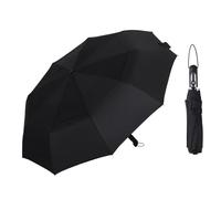 54 inch Large Compact Umbrella 3 Folding Travel Umbrellas for Rain Oversized Auto Open Close One Click Open Portable Vented Double Windproof Telescopic Large Size (Black)