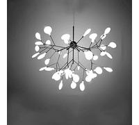 54-Light LED Chandelier - Postmodern Firefly Leaf Pendant Light Creative Hanging Lamp for Living Room Bedroom Restaurant - Black & White Design