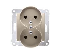 54 Matt Gold Module 2x Power Outlet with Shutters Screw