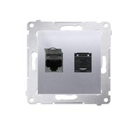 54 MODULE SILVER MATTE COMPUTER SOCKET 2X PREMIUM 54 D62.01/43