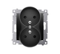 54 NATURE Black Matt Module, 2x Power Outlet with Shutters