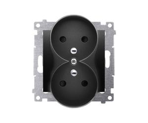 54 NATURE Black Matt Module, 2x Power Outlet with Shutters