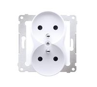 54 NATURE White Module Socket 2x Power Outlet with Shutters
