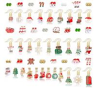 54 Pairs Christmas Earrings for Women Xmas Drop Earrings Set Holiday Jewelry Earrings Christmas Tree Snowflake Santa Claus Earrings Merry Christmas Earrings Gift for Xmas Party Decorations, approx