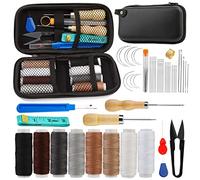 54 Pcs Leather Tool Kit, Upholstery Repair Kit with Sewing Awl, Thread, Seam Ripper, Tape Measure, Scissors Tools for Leather Craft DIY