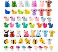 54 PCS Mini Resin Animals, Cute Tiny Small Resin Animals, Miniature Figures Bulk Duck Mushroom Frog for Dollhouse Decor, Micro Fairy Garden Landscape Miniature Dollhouse Accessories