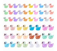 54 PCS Mini Resin Ducks, Mini Resin Animals Tiny Ducks Figurines Glow in the Dark, Miniature Figurine Luminous Ornaments for Garden DIY Craft Micro Landscape Car Aquarium Dollhouse Decoration
