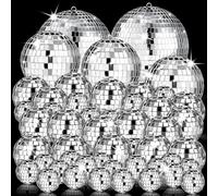 54 Pcs Mini Silver Disco Balls - Hanging Mirror Balls for Disco Themed Party, Wedding, Christmas Supplies