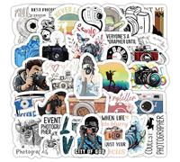 54 Pcs Photography Stickers, Vinyl Decals Featuring Cameras, Photographers, and Inspirational Quotes | Waterproof Stickers for Laptop, Phone Case, Journal, Scrapbook, Camera Equipment, Water Bottle