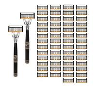 54-Piece Men's/Women Razor Blade Replacement Set with Free Handle, 2026 New Men's 6-Blade Razor Set, Ultra Sharp Stainless Steel 6-Layer Blades Refill for Smooth Shaving Face Head Body (A#)