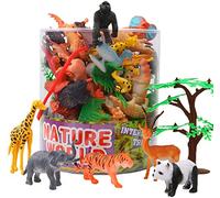 54 Piece Mini Animals Figure, Jungle Animals Toys Set With Gift Box, Realistic Wild Animal Party Favors Toys For Boys Kids Toddlers Forest Small Farm Animals Toys Playset