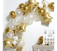 54 Piece Set Christmas Xmas Balloon Arch Gold Star/Silver Star/Red Candy Canes/Pink Candy Canes Decoration Home Decor (Gold)