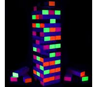 54 Pieces Giant Tumbling Tower Outdoor Game Black Light Glowing Tumbling Tower Yard Game Outdoor Board Game Family Game Night (Giant)