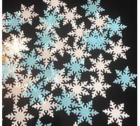 54 Pre-cut Edible Snowflakes; White; Ice Blue, Mixed; 3cm; Frozen or Christmas Quality 3D Wafer Paper Christmas Cake/Cupcake Topper/Decorations (Blue & White Mix)