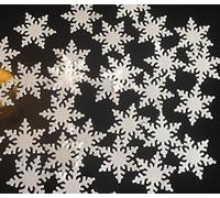 54 Pre-cut Edible Snowflakes; White; Ice Blue, Mixed; 3cm; Frozen or Christmas Quality 3D Wafer Paper Christmas Cake/Cupcake Topper/Decorations (White)
