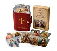 54 Religious Prayer Cards Assorted Designs Pocket Blessing 54(Red with prayer)