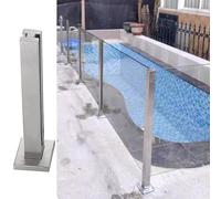 54" Tall 304 Stainless Steel Glass Railing Post, Sturdy Poolside Fence Banister with Spigot Slots, Custom Heights Available - Silver Mid Post for Safety and Elegance