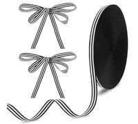 54 Yard Black and White Ribbon, Christmas Grosgrain Stripe Checked Ribbon for Mother's Day Father's Day Wedding DIY Crafts Gifts Wrapping Bouquets Cake Decoration (0.39 Inch Wide)