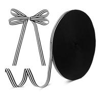 54 Yard Black and White Ribbon, Stripe Checked Ribbons, Grosgrain Ribbon for Wedding DIY Crafts Gifts Wrapping Bouquets Cake Decoration(1/2 Inch Wide)