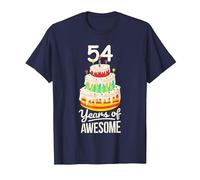 54 Years of Awesome Funny 54th Birthday Cake for Adults T-Shirt, Men, Navy Blue, Medium