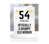 54 Years Old, Officially a Grumpy Old Woman Card, Funny, Joke, Gift, 54th Happy Birthday, Presents for Mum, Mummy, Grandma, Wife, Aunt, Her, Female, A5-164_97