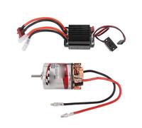 540 Brushed Motor Stainless Steel Case High Torsion 3 Slot Brushed Motor and ESC for Axial SCX10 AXI03007 1/10 RC Car (12T)
