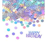 540 PCS Happy Birthday Confetti, Iridescent Party Confetti Glitter Table Scatter Iridescent Party Decorations for DIY Arts Crafting Baby Shower Birthday Parties