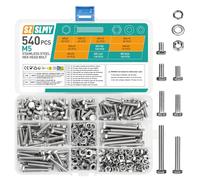 540 Pcs M5 Bolts and Nuts Set, Flat Hex, Hex Sets, Outer Hexagon Machine Screws and Nuts and Flat Washers & Lock Washers, Bike Bolts
