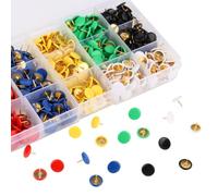 540 Pcs Push Pins Bulk Pack, 6 Assorted Colours Drawing Pins for Noticeboard, Professional Thumbtacks with Steel Points & Storage Box, 90 Each of Black, White, Red, Blue, Yellow, Green for Cork Board