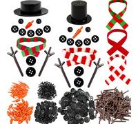 540 Pcs Snowman DIY Crafts Kit,Snowman Crafts with Black Hats,Carrot Noses Buttons,Tiny Buttons,Trigeminal Hands and Colorful Scarfs,Build a Snowman Kit Christmas Party Supplies for Kids Adults