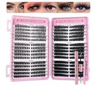 540 Pieces Individual Eyelashes 30p+40p+50p+60p+80p+100p Cluster Lashes Kit DIY Eye Lashes Fluffy Russian Eyelashes Extensions Curly Durable Eyelash Clusters for Girls and Women (8-16mm Mix)
