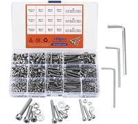 540 Pieces M3 M4 M5 Cylinder Screws with Nuts Washers Set, Stainless Steel Hexagon Head Bicycle Thread Screws Nuts and Washers, Hexagon Socket Screw Assortment Set