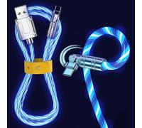 540° Rotating Streamer Data Cable, 120W Light Up USB C Cable, PD 5A Fast Charging Cable with Data Sync, 3.3 FT Gaming Type C Charger Cord for iPhone Samsung Laptop Car Charging (Blue)