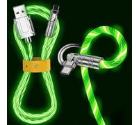 540° Rotating Streamer Data Cable, 120W Light Up USB C Cable, PD 5A Fast Charging Cable with Data Sync, 3.3 FT Gaming Type C Charger Cord for iPhone Samsung Laptop Car Charging (Green)