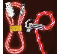 540° Rotating Streamer Data Cable, 120W Light Up USB C Cable, PD 5A Fast Charging Cable with Data Sync, 3.3 FT Gaming Type C Charger Cord for iPhone Samsung Laptop Car Charging (Red)