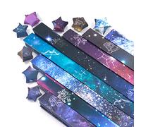 540 Sheets 12 Constellation Lucky Star Origami Paper Strips Galaxy, 8 Different Designs of Beautiful Outer Space Starry Sky for Art DIY Crafts Supplies, Pastel Star Folding Paper (A)
