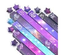 540 Sheets 12 Constellation Lucky Star Origami Paper Strips Galaxy, 8 Different Designs of Beautiful Outer Space Starry Sky for Art DIY Crafts Supplies, Pastel Star Folding Paper (B)